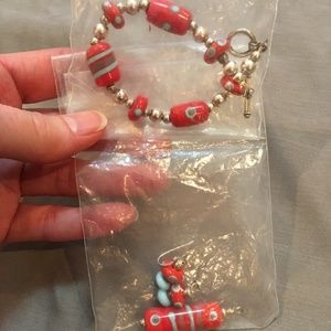 Hand blown glass jewelry set